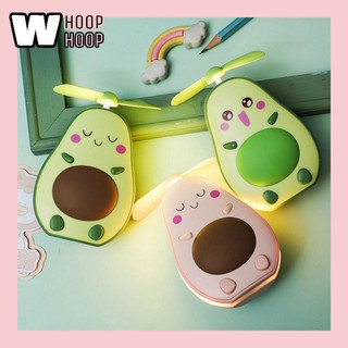 Quạt đa năng có đèn LED giao diện USB mini hình trái bơ kèm gương