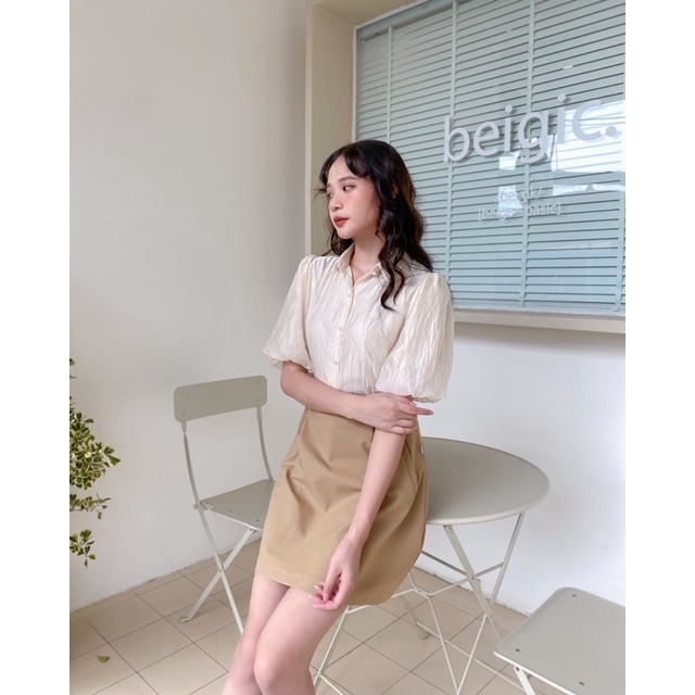Áo sơ mi nữ tay bồng cúc trai hàng thiết kế vnd0222a02 by germe