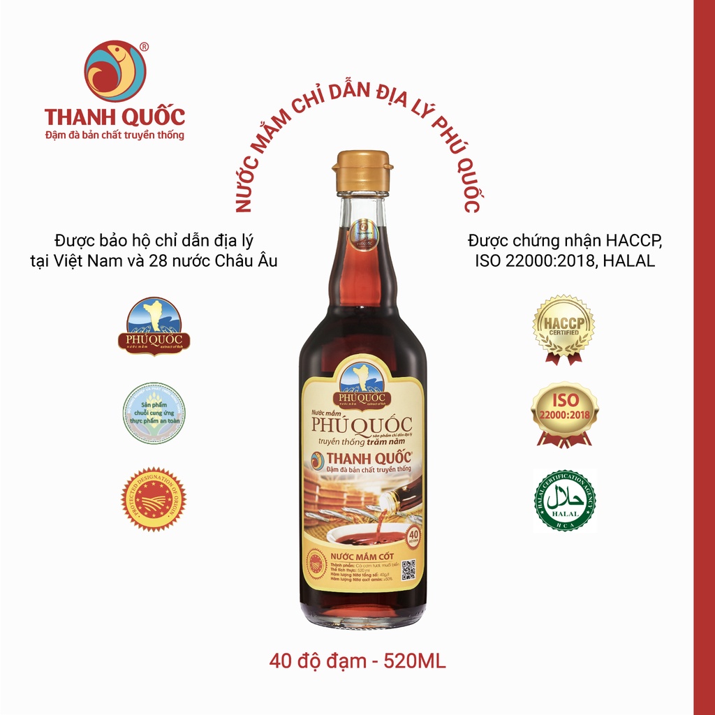 Nước Mắm Thanh Quốc Phú Quốc 35/40/43 Độ Đạm 520ml (1 chai)