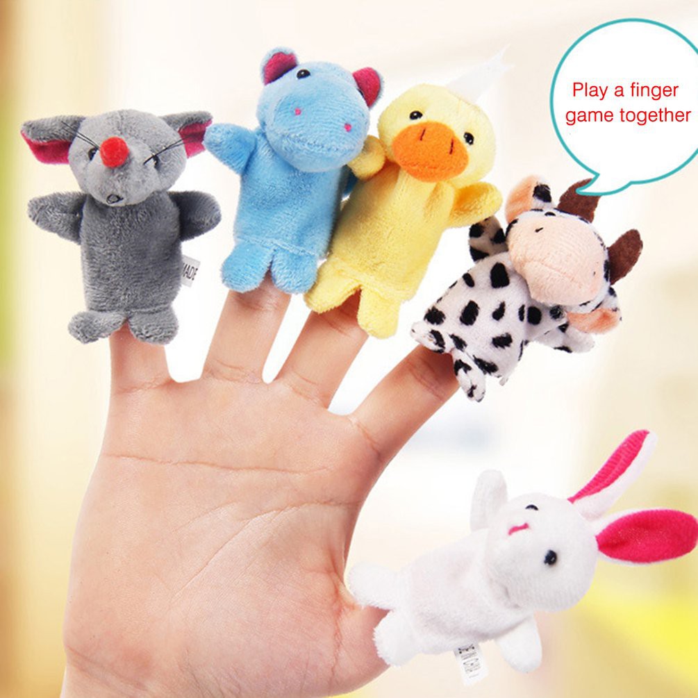 Set 10 con rối ngón tay hình thú nhồi bông dễ thương kiểu dáng ngẫu nhiên