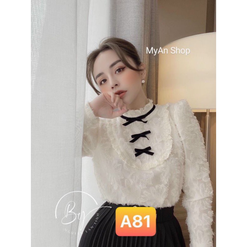 🌈 ÁO SƠ MI REN VAI BỒNG CỔ 3 NƠ 💯