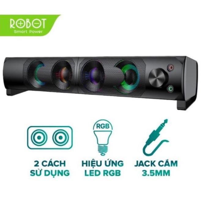 Loa Thanh SOUNDBAR ROBOT RS300 Kiểu Dáng Gaming - Hiệu ứng LED RGB - Công suất lớn 6W - BẢO HÀNH 12 THÁNG