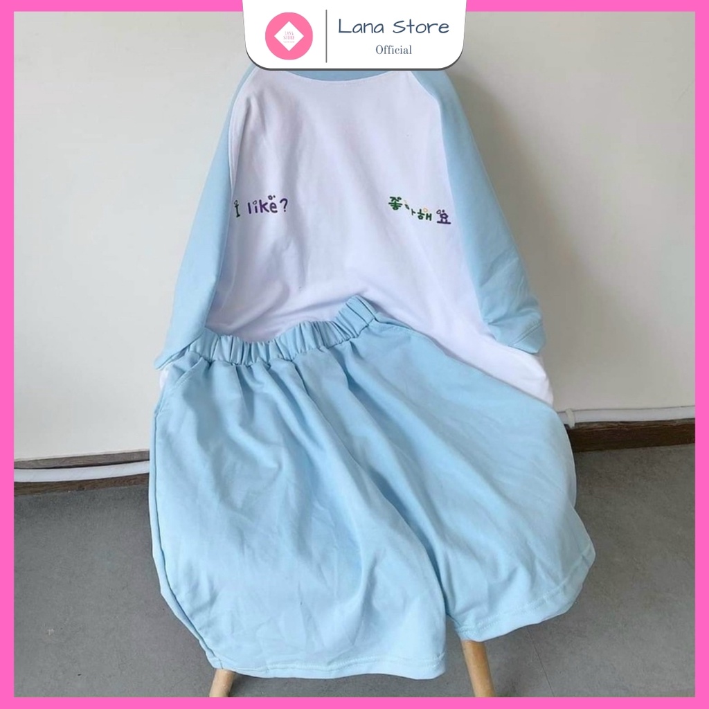 Đồ Bộ Mặc Nhà Unisex Cotton In Chữ Hàn  Set Bộ Thun Cotton phong cách dễ thương