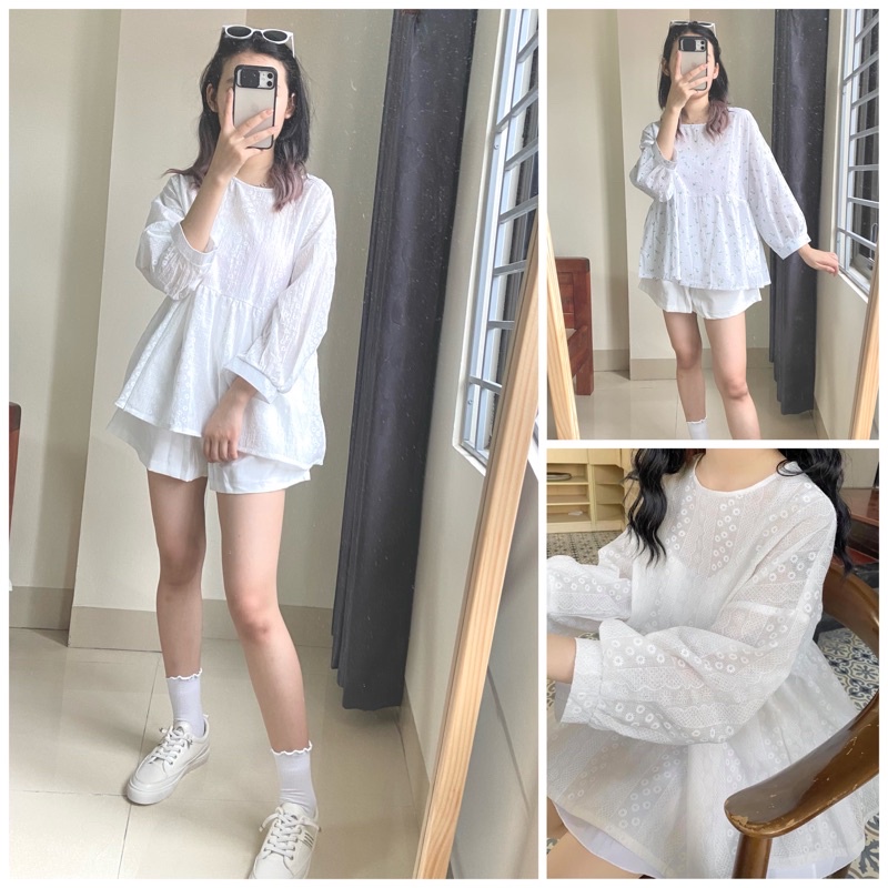 [ Ảnh thật ]Áo babydoll hoa nàng thơ nhẹ nhàng nữ tính Áo sơ mi xinh ulzzang tiểu thư