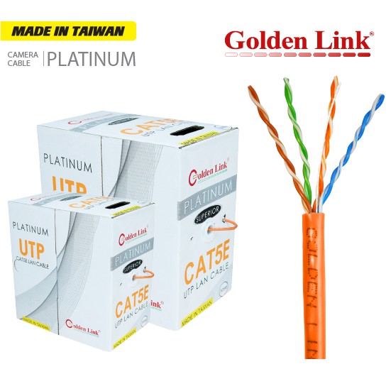 Cáp Mạng GOLDEN LINK Platinum UTP CAT 5E – Cam GL01003 (100 M ) MADE IN TAIWAN