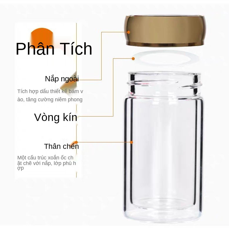 Nước yến khuyến mại đóng chai gia dụng kín không chì thủy tinh chịu nhiệt cao chì, lọ mật ong kín, nhỏ hầm tươi