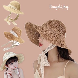 Nón cói, mũ cói mềm móc tay dây ren buộc cổ