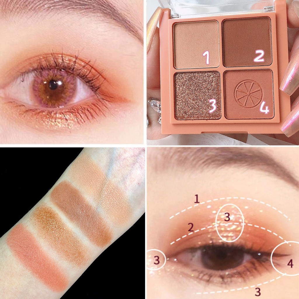 [Hàng mới về] Phấn Mắt Bốn Màu Chất Lì Có Nhũ Lấp Lánh Tiện Lợi Để Trang Điểm | BigBuy360 - bigbuy360.vn