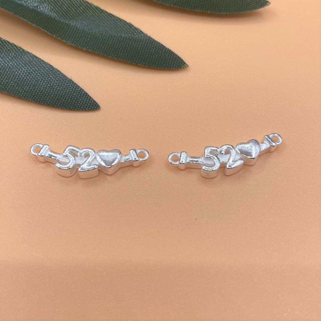 Charm 2 móc treo chữ 520 (Nghĩa là anh yêu em) - Charm Bạc 925 - Mã CB782