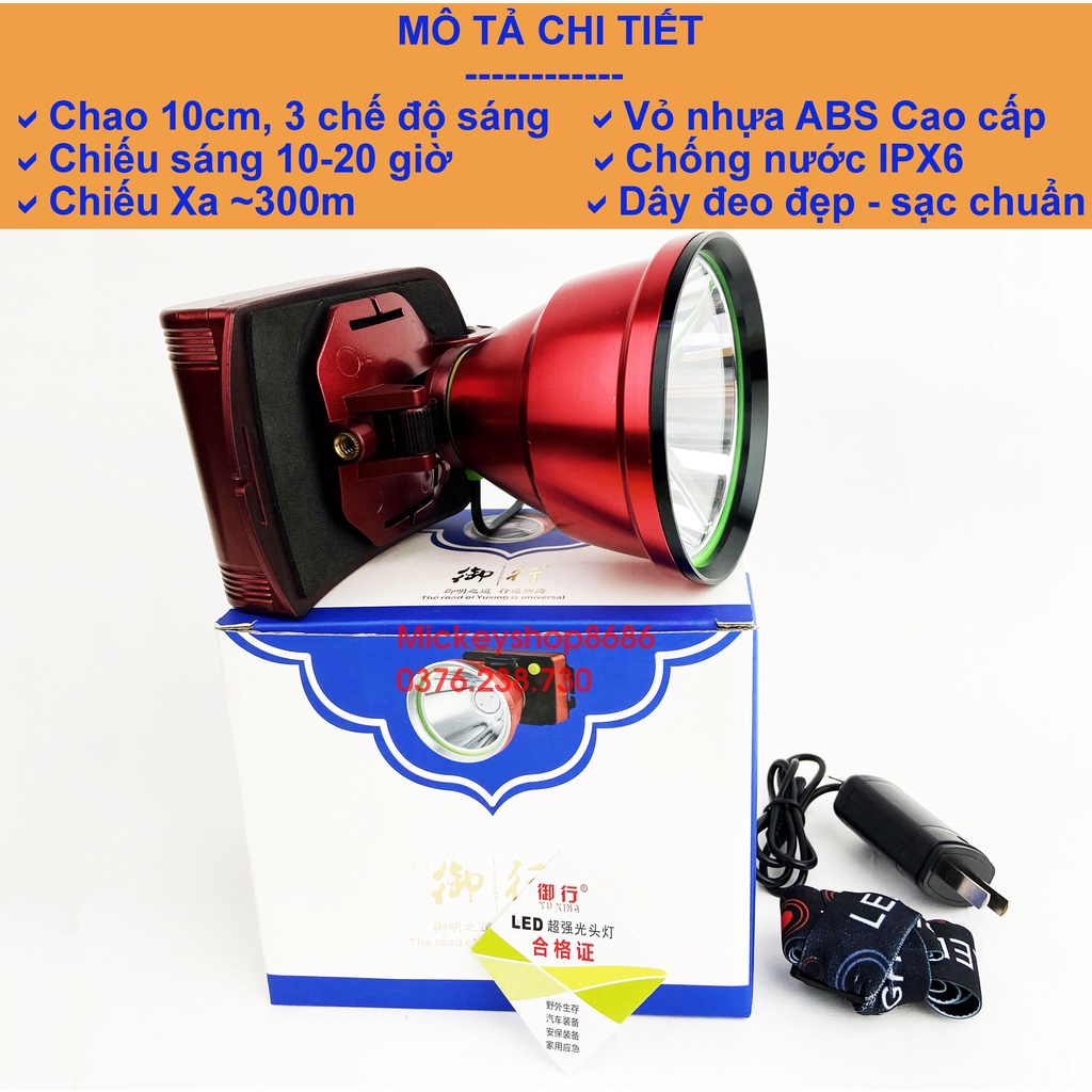 Đèn Pin Đội Đầu YUXING 8128 500W Đèn Kín Nước Pin bền bỉ đèn soi ếch đèn mỏ đi rừng ánh sáng vàng và trắng