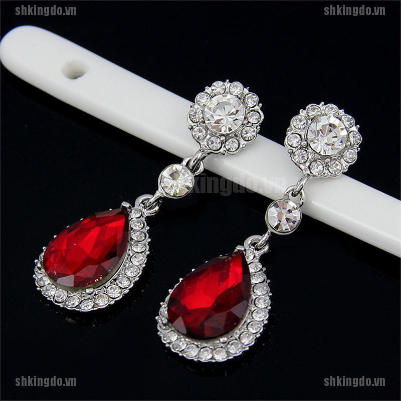 Bông Tai Hình Giọt Nước Đính Đá Cho Nữ