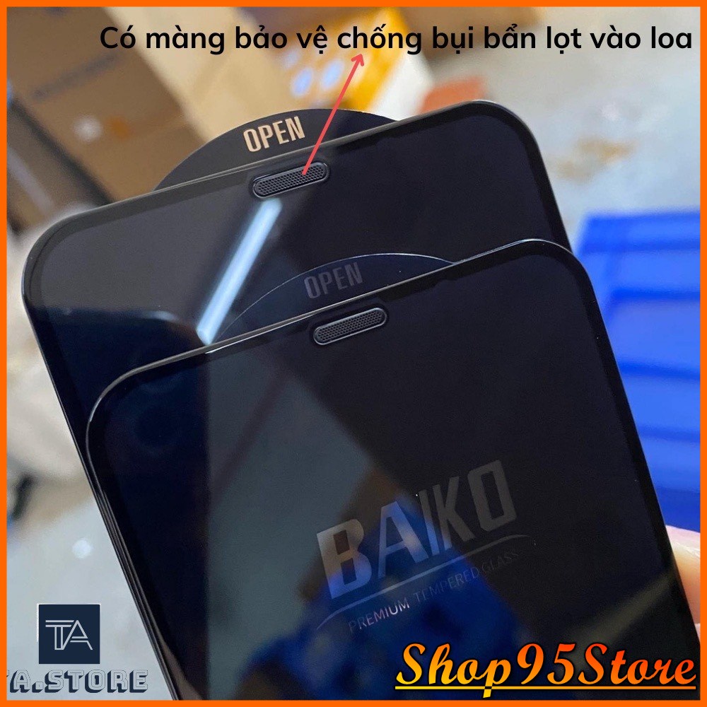 Kính cường lực BAIKO cho iPhone 11 pro max/ 12/ 13 promax/ x/ xr/ xs max/11/ 6/ 6s/ 7/8 plus/ xsmax/ ip chống bụi loa
