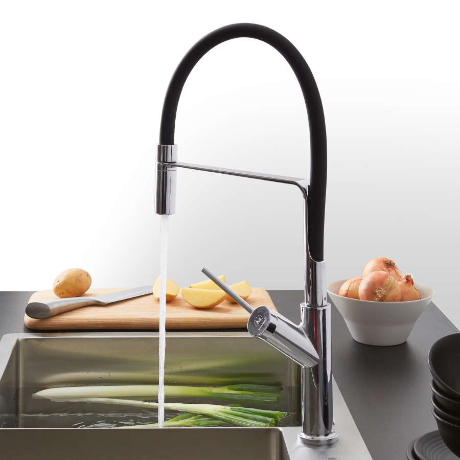 Vòi rửa chén bát nóng lạnh Malloca K081C, vòi bếp 2 nguồn nước, ống cao su Silicon chịu nhiệt, Cam kết chính hãng