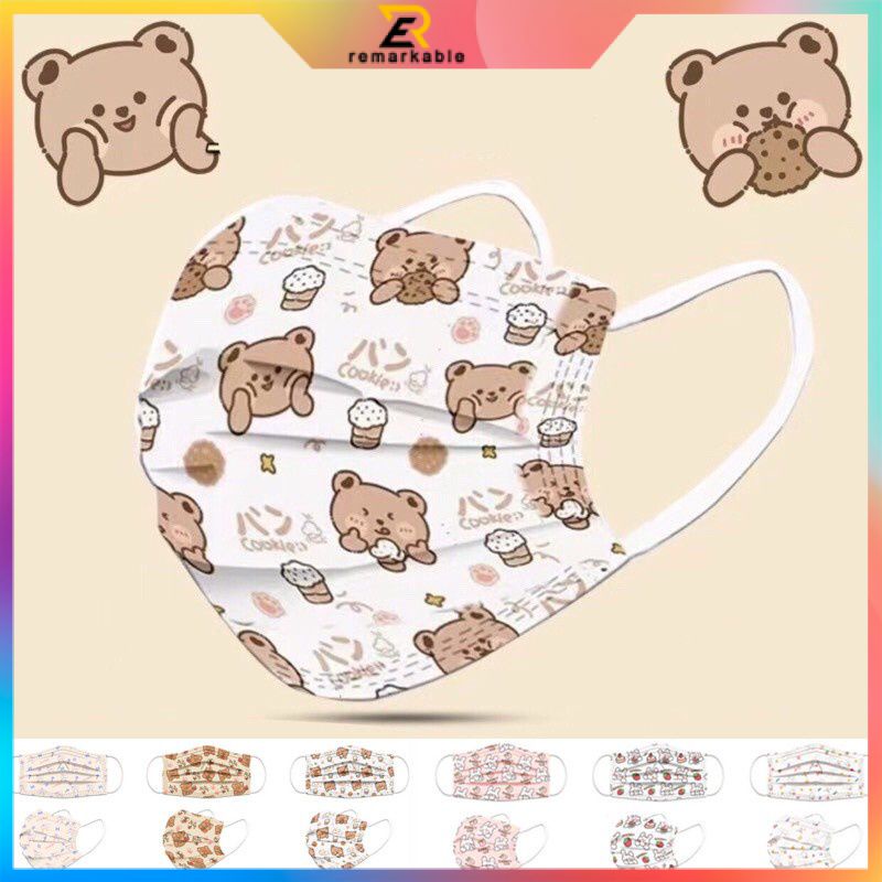 Set 10 Khẩu Trang Dùng Một Lần In Họa Tiết Hoạt Hình Bảo Vệ Cho Người