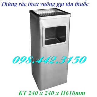 Thùng rác inox vuông gạt tàn thuốc