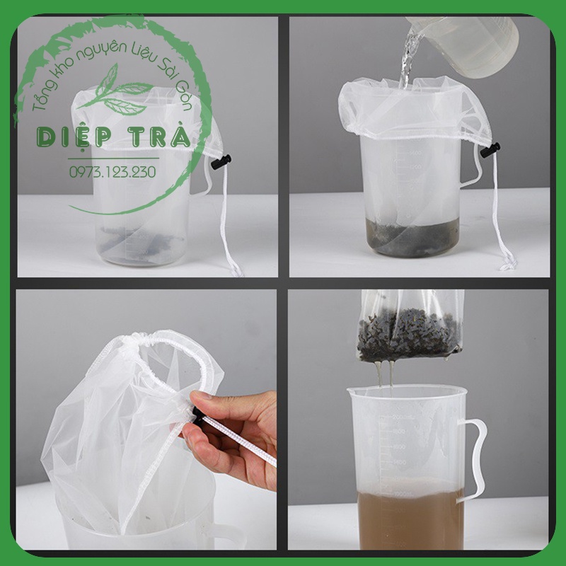 Túi vải sợi cước lọc trà/cặn sữa hạt/lọc nước ép hoa quả 38x40cm