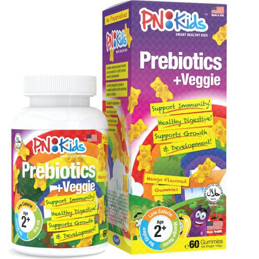 Kẹo Gum PNKids Prebiotics + Veggie Hỗ Trợ Cải Thiện Tiêu Hóa Cho Trẻ