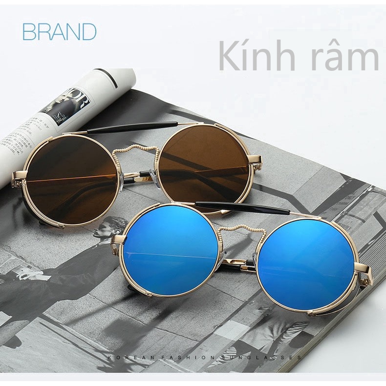 Kính râm tròn gọng kim loại thời trang cho nam và nữ