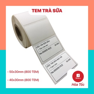 Giấy in nhiệt, giấy in decal tem trà sữa 50x30mm - 40x30mm oder quán cafe, trà chanh, ăn vặt,..