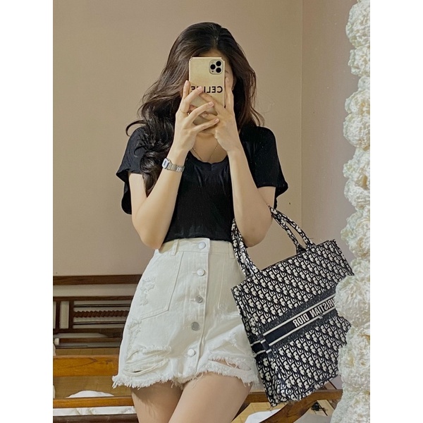 Set quần giả cv trắng áo cổ tym