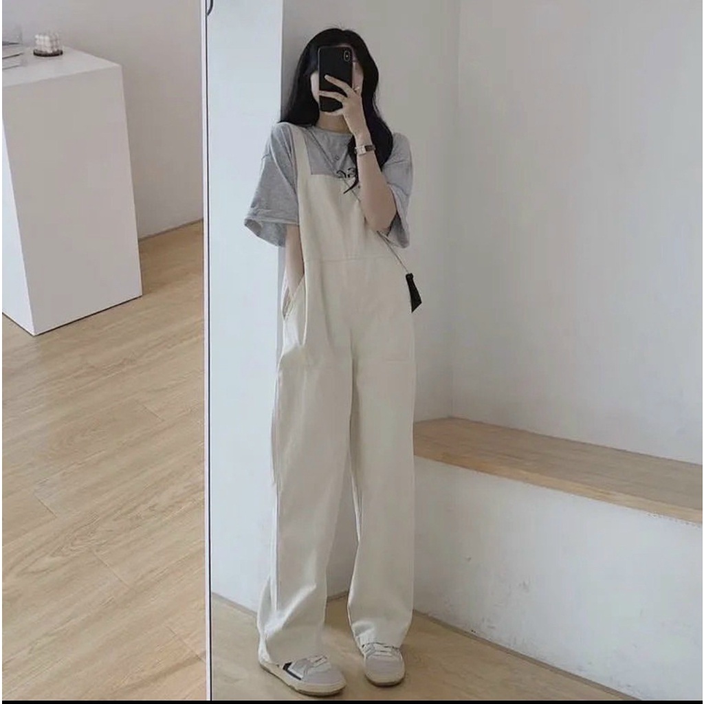 [RẺ VÔ ĐỊCH] Quần yếm kaki đen thêu logo bò sữa kèm áo phông