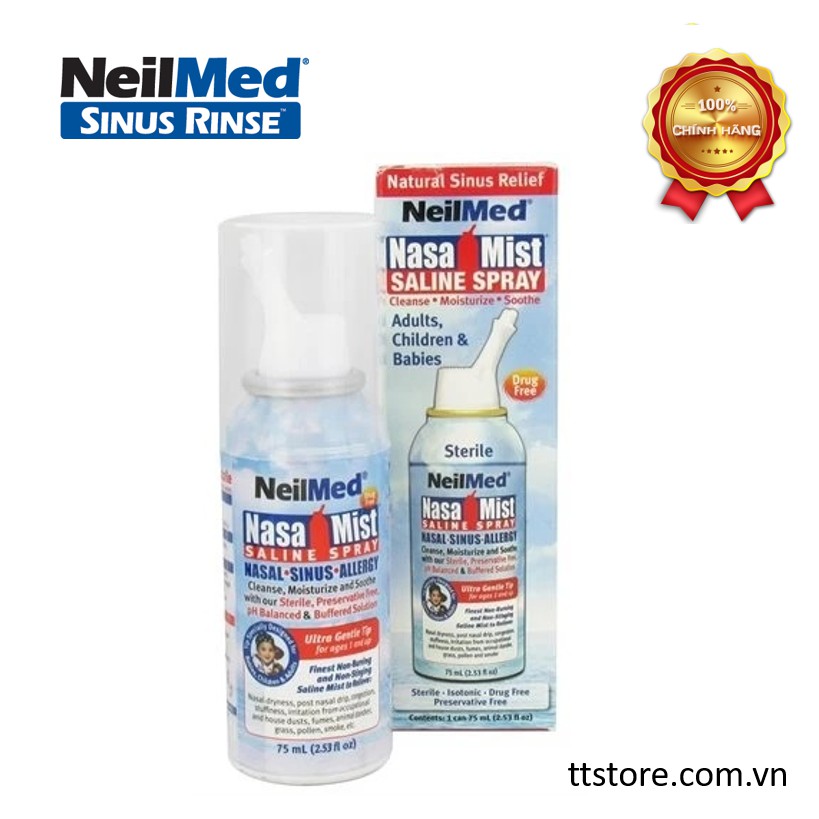 Dung dịch xịt rửa mũi NeilMed NasaMist Saline Spray Isotonic 75ml