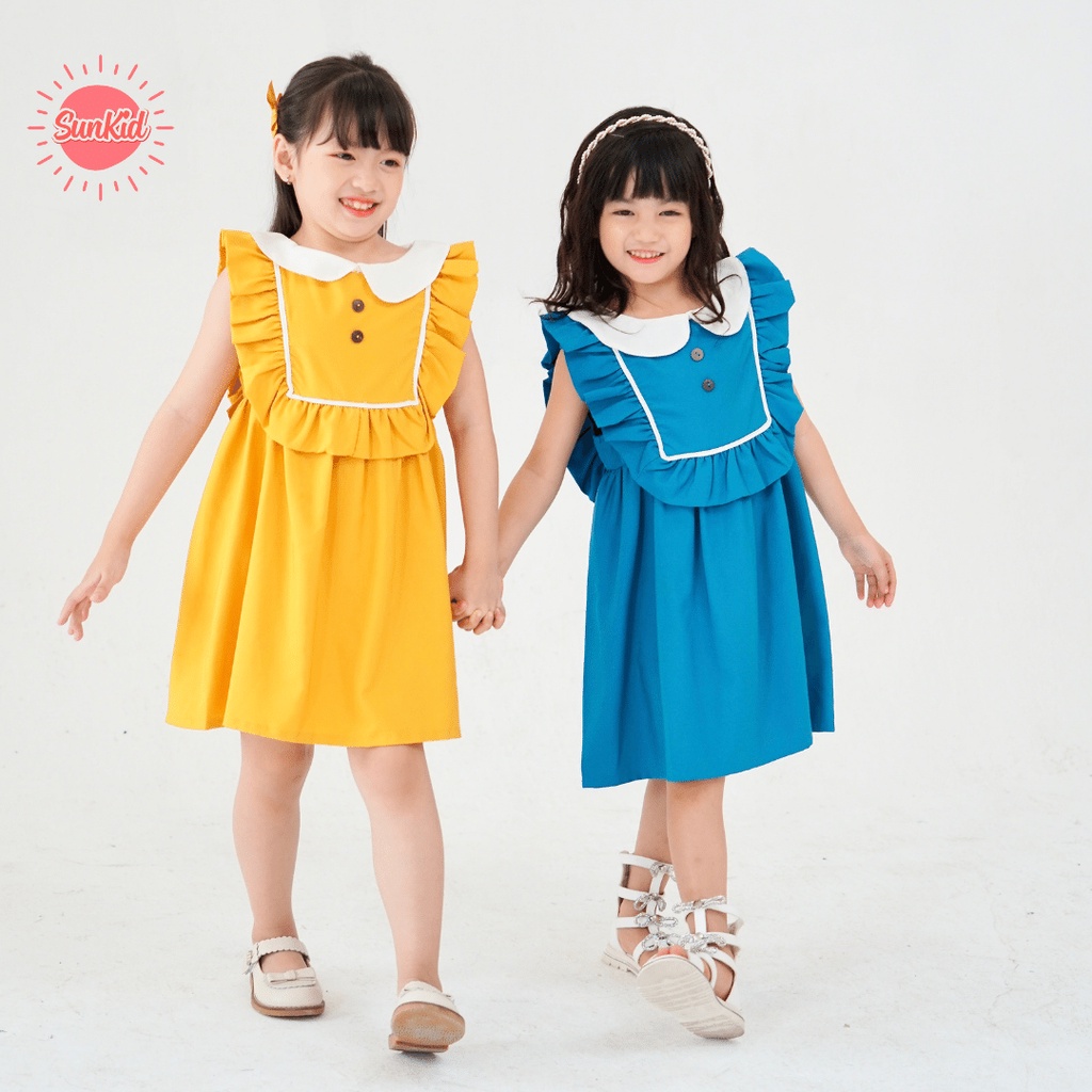 [NHIỀU MẪU] Váy đầm bé gái dáng suông chất vải trượt nhật cao cấp mùa hè Sunkid size 4-12 tuổi BST199