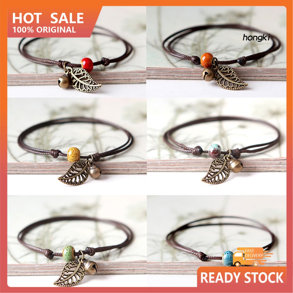 Vòng đeo tay đính hạt gốm phong cách vintage thời trang unisex