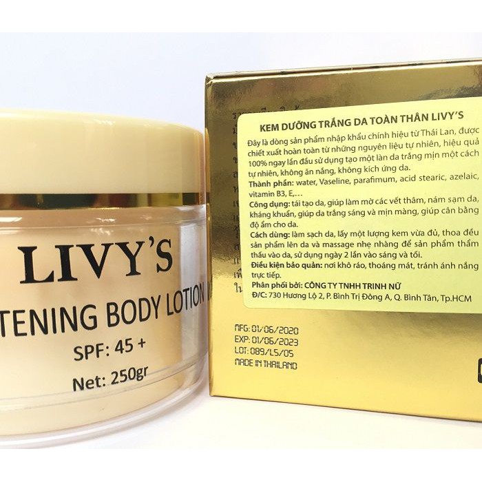 Kem Body Livy Hộp Vàng Thái Lan 250g Chính Hãng.