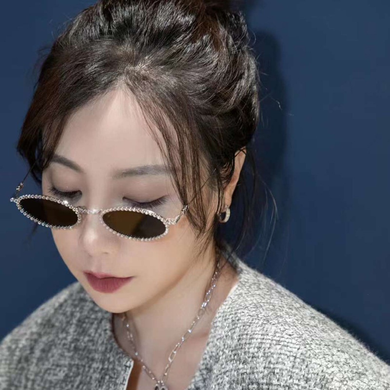 Kính Mát Gọng Oval Kim Loại Chống Ánh Sáng Xanh Thời Trang Phong Cách Hàn Quốc