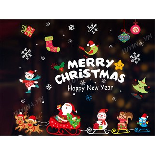 Decal dán kính noel Hàn Quốc- trang trí nhà cửa, văn phòng, quán cafe, cửa hàng- ÔNG GIÀ NOEL TUẦN LỘC