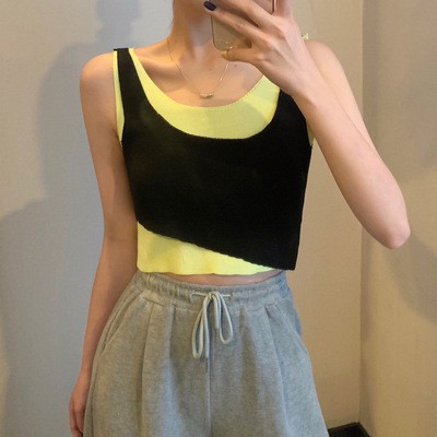 Áo croptop layer 2 lớp - áo ba lỗ phối màu nhiều lớp cực chất SS146