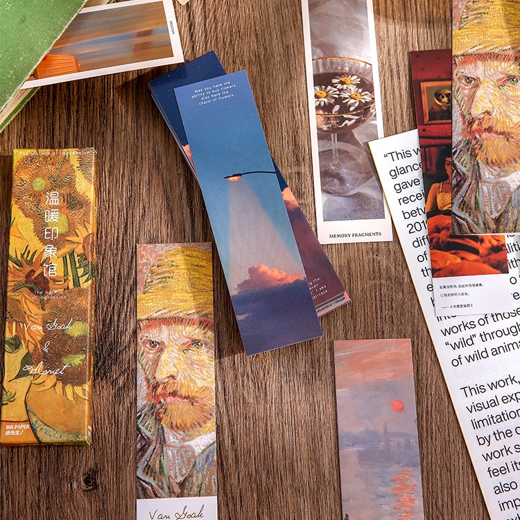 (Hàng Có Sẵn) Bộ 30 Bookmark Tranh Nghệ Thuật Van Gogh, Monet Đánh Dấu Trang Vở Sách Trang Trí Sổ Bullet Journal BuJo