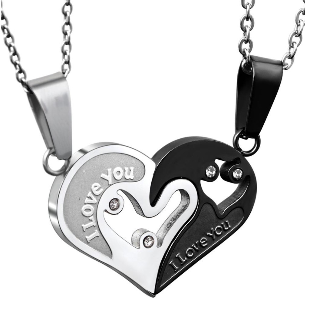 Vòng Cổ Mặt Trái Tim  Titan   Không Bao Giờ Tách Rời Phong Cách Âu Mỹ VCHEARTCOUPLE01