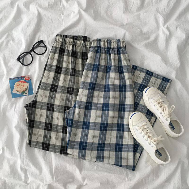 Quần Dài Ống Loe Họa Tiết Sọc Caro Phong Cách Hàn Quốc Thời Trang Cho Bé Gái 5555