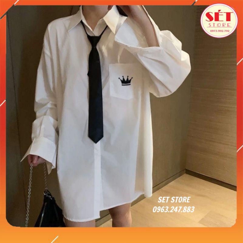 [Quà tặng viên kẹo] Áo sơ mi trơn dài tay nữ đẹp,áo sơ mi màu trắng form rộng HÀN QUỐC