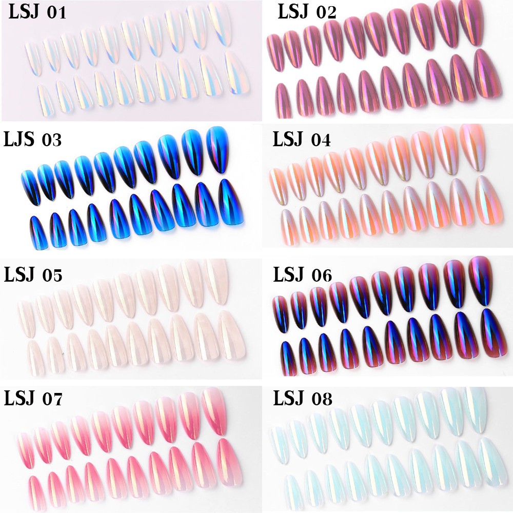 [Hàng mới về] Set 24 móng tay giả tráng gương thời trang