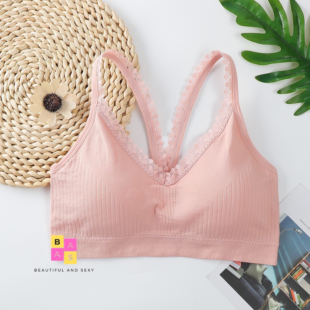 Áo bra phối ren, áo bra nữ croptop, áo tập Gym, Yoga BAS061