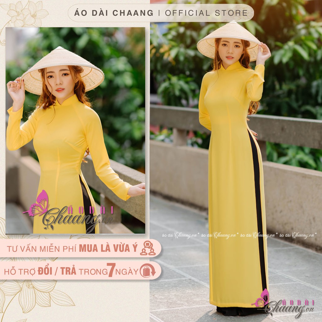 Áo dài màu vàng truyền thống may sẵn áo dài lụa màu cúc xinh đẹp