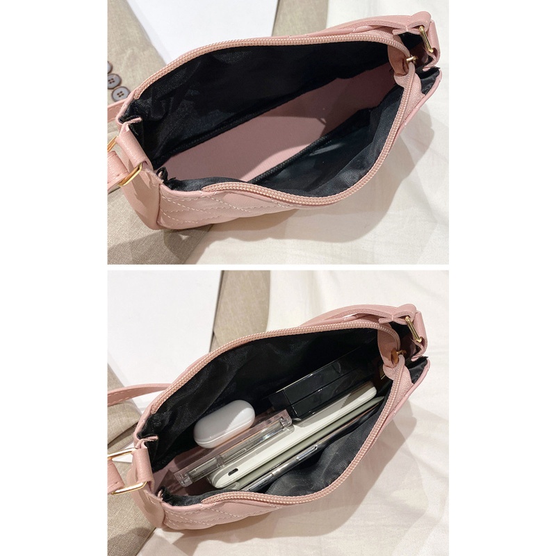 Túi Đeo Vai / Xách Tay Bằng Da Màu Trơn Có Dây Kéo