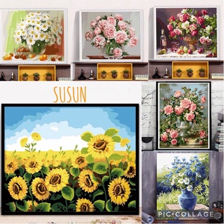 Tranh Sơn Dầu Số Hoá Lọ Hoa - Tranh Tô Màu Theo Số Hoa Lá