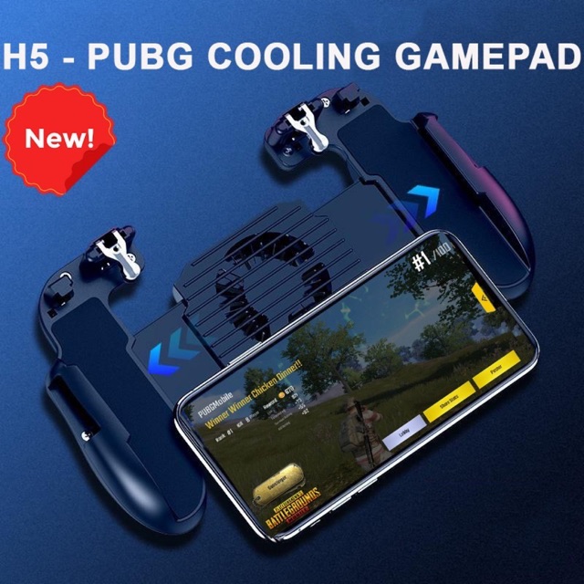 Tay cầm H5 chơi game PUBG Ros Freefire trên Điện thoại độ chính xác cao có tản nhiệt kèm pin sạc