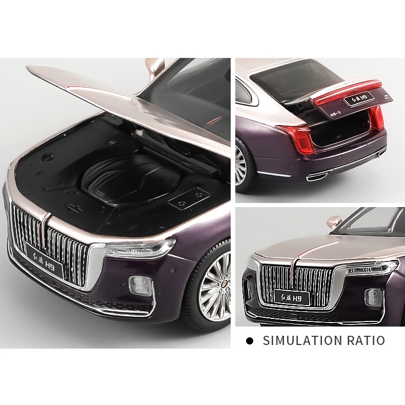 Xe mô hình ô tô HONGQI H9 tỷ lệ 1:32 khung hợp kim mở full cửa capo cốp sau có đèn âm thanh cót chạy đà
