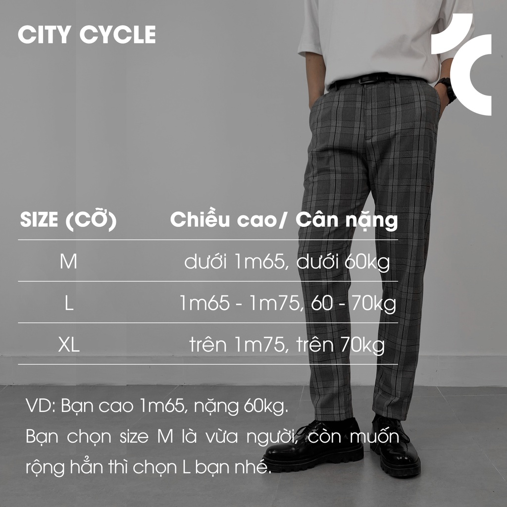 Quần tây nam nữ họa tiết kẻ City Cycle - Quần âu dáng suông Unisex Local Brand