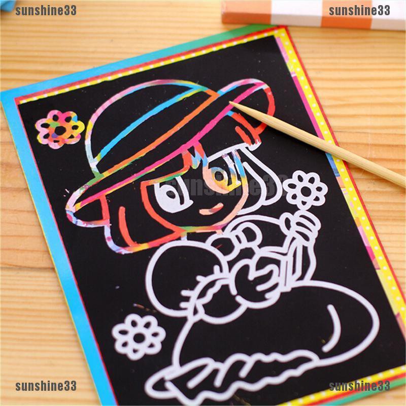 【COD•suns】10pcs 9*12CM Small Size Kids Scraping Painting Educational Toys For