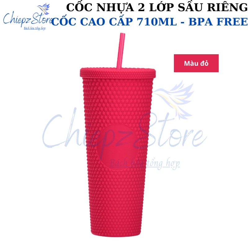 Cốc nhựa 2 lớp sầu riêng - Cốc 2 lớp cao cấp 710ml - BPA free