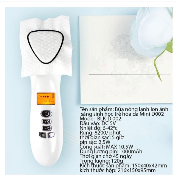 Búa Điện Di Nóng Lạnh | Massage Kết Hợp Ánh Sáng Sinh | Học Trẻ Hóa Da D002