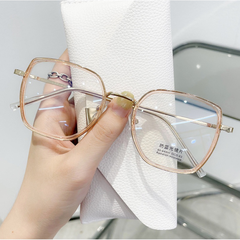 Mắt kính gọng kim loại chống ánh sáng xanh thời trang phong cách retro hàn quốc