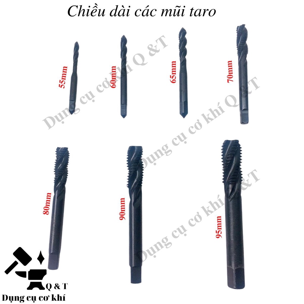 Taro ren trong , Mũi tạo ren xoắn thép gió hss đen từ m4 tới m14