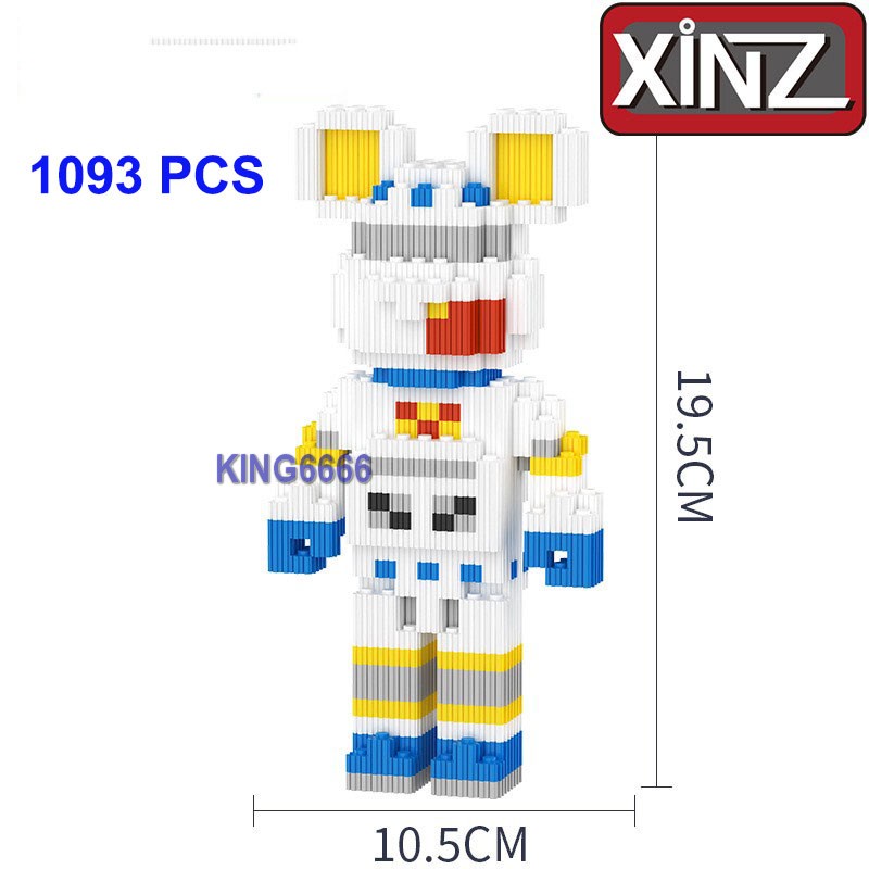 Đồ chơi le go Gấu Bearbrick 19cm noel  xizai xếp hình lắp ráp mô hình nano 3d nanoblocks bear brick